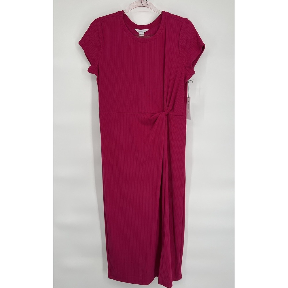 Liz Claiborne Women Midi Dress Short Sleeve Polynesian Rose Size M NWT Org $64